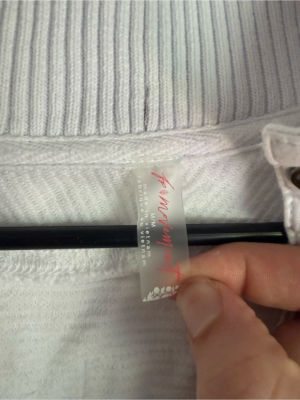 White Button-Front Ribbed Pullover Top - Picture 2 of 2
